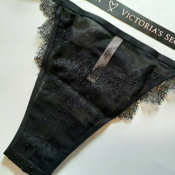 Victorias Secret Floral Motif BEAD Black ITSY Lace - Picture 7 of 8